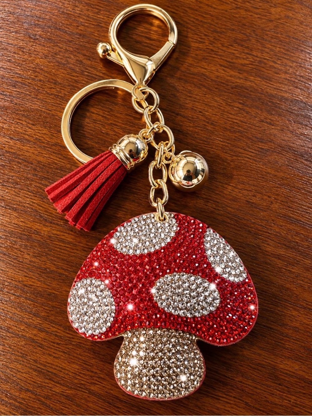 Sparkling Red Mushroom Purse Charm & Keychain